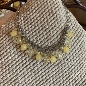 Yellow & Clear Glass Bead Necklace